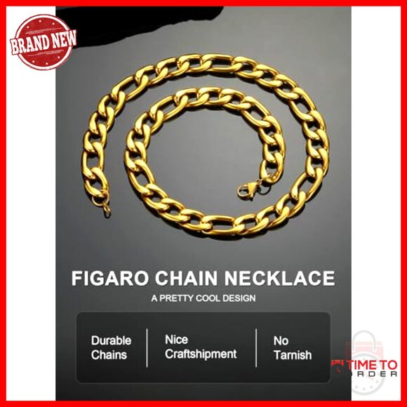 Stainless Steel Figaro Chain Necklace Unisex 18-30 Inch 3-12mm Width - Picture 3 of 7